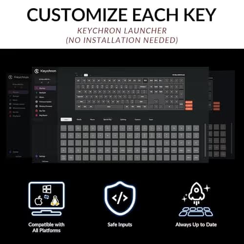 Keychron V6 Max Wireless Custom Mechanical Keyboard, 2.4 GHz Bluetooth 5.1 QMK Full-Size Layout RGB with Hot-swappable Silent Red Switch Compatible with Mac Windows Linux image