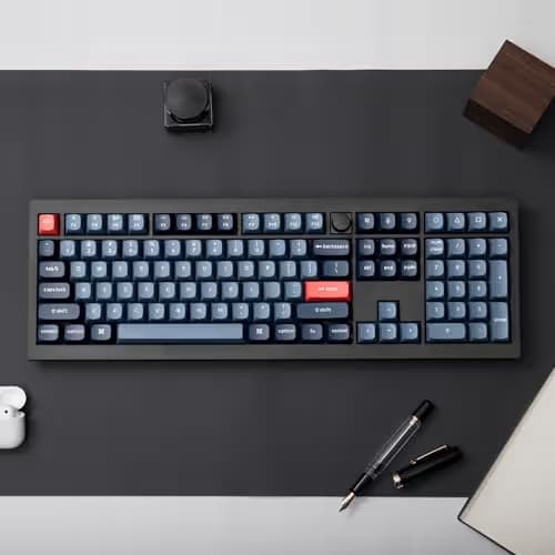 Keychron V6 Max Wireless Custom Mechanical Keyboard, 2.4 GHz Bluetooth 5.1 QMK Full-Size Layout RGB with Hot-swappable Silent Red Switch Compatible with Mac Windows Linux image