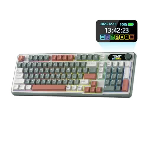 RK ROYAL KLUDGE S98 Mechanical Keyboard w/Smart Display & Knob, Top Mount 96% Wireless Mechanical Keyboard BT/2.4G/USB-C, Hot Swappable, Software Support, Creamy Sounding, 98 Keys image