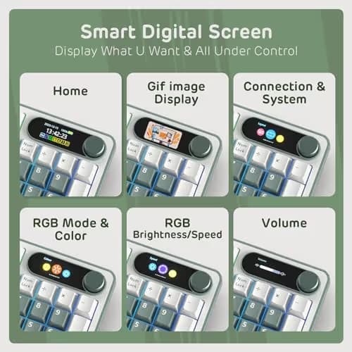 RK ROYAL KLUDGE S98 Mechanical Keyboard w/Smart Display & Knob, Top Mount 96% Wireless Mechanical Keyboard BT/2.4G/USB-C, Hot Swappable, Software Support, Creamy Sounding, 98 Keys image