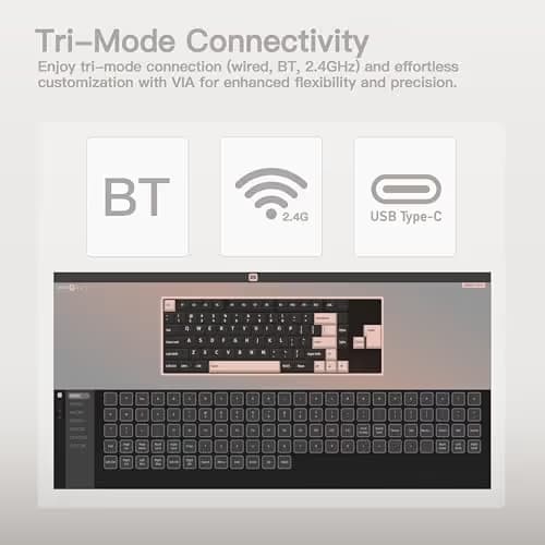 KEEBMONKEY WOBKEY Rainy 75 CNC Aluminum HMX/JWK/Cocoa Switches Triple-Mode Connectivity Mechanical Keyboard with Superior Acoustics, RGB/FR4/Silver SUS304/7000mAh/Cocoa Switch (Pro - Luna) image