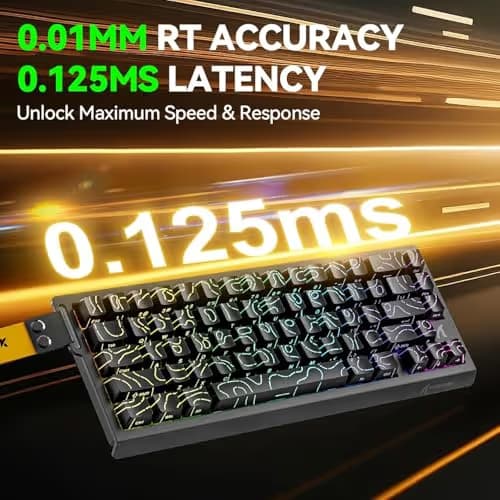ATTACK SHARK X68 HE Wired Rapid Trigger Mechanical Gaming Keyboard and R1 Mouse Combo with Adjustable Actuation,Coiled Cable,USB C/2.4Ghz Wireless/BT Ultralight 18K DPI Mice for Esport Gamer(Black) image