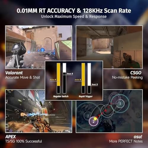 ATTACK SHARK X68 HE Wired Rapid Trigger Mechanical Gaming Keyboard and R1 Mouse Combo with Adjustable Actuation,Coiled Cable,USB C/2.4Ghz Wireless/BT Ultralight 18K DPI Mice for Esport Gamer(Black) image