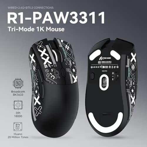 ATTACK SHARK X68 HE Wired Rapid Trigger Mechanical Gaming Keyboard and R1 Mouse Combo with Adjustable Actuation,Coiled Cable,USB C/2.4Ghz Wireless/BT Ultralight 18K DPI Mice for Esport Gamer(Black) image
