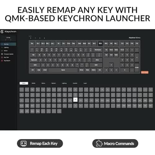 Keychron V6 Max Wireless Custom Mechanical Keyboard, 2.4 GHz Bluetooth QMK Full-Size Layout RGB with Hot-swappable Gateron Red Switch Compatible with Mac Windows Linux image