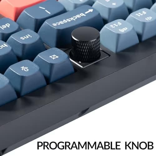 Keychron V6 Max Wireless Custom Mechanical Keyboard, 2.4 GHz Bluetooth QMK Full-Size Layout RGB with Hot-swappable Gateron Red Switch Compatible with Mac Windows Linux image