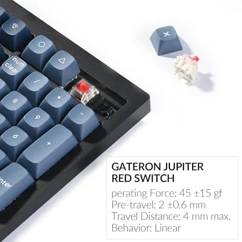 Keychron V6 Max Wireless Custom Mechanical Keyboard, 2.4 GHz Bluetooth QMK Full-Size Layout RGB with Hot-swappable Gateron Red Switch Compatible with Mac Windows Linux image