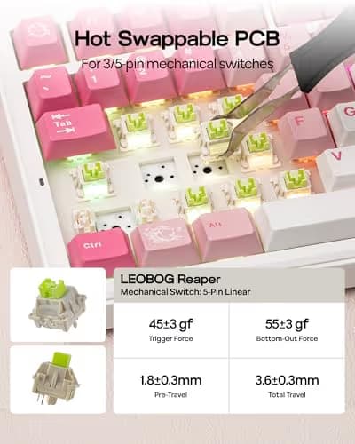 EPOMAKER X Aula F75 MAX Wireless Mechanical Keyboard with TFT Screen and Knob, Gasket Keyboard in 75% Layout, Hot Swappable Gaming Keyboard for PC/Mac/Linux (White Pink) image