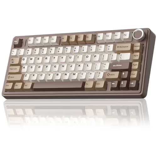 AULA F75 75% Wireless Mechanical Keyboard, Hot Swappable Creamy Keyboard, Pre-lubed Linear Switches, 2.4GHz/Type-C/BT5.0, RGB Backlit Gaming Keyboards(White&Brown) image