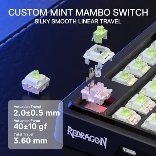 Redragon K673 GB 75% Wireless Gasket RGB Gaming Keyboard, 3-Modes 81 Keys PBT Compact Mechanical Keyboard w/Hot-Swap Socket, Dedicated Knob Control & 5-Layer Noise Dampening, Custom Linear Switch image