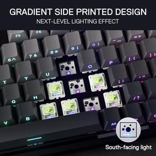 Redragon K673 GB 75% Wireless Gasket RGB Gaming Keyboard, 3-Modes 81 Keys PBT Compact Mechanical Keyboard w/Hot-Swap Socket, Dedicated Knob Control & 5-Layer Noise Dampening, Custom Linear Switch image