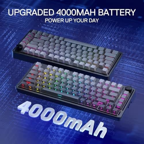 Redragon K673 GB 75% Wireless Gasket RGB Gaming Keyboard, 3-Modes 81 Keys PBT Compact Mechanical Keyboard w/Hot-Swap Socket, Dedicated Knob Control & 5-Layer Noise Dampening, Custom Linear Switch image