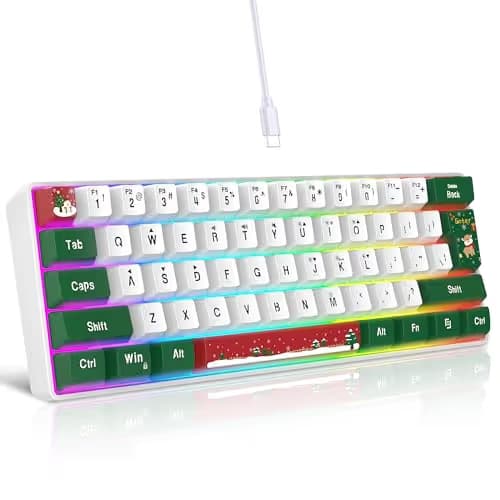 Snpurdiri 60% Wired Gaming Keyboard, RGB Backlit Small Ultra-Compact 61 Keys 60 Percent Gaming Keyboard for PC/Mac Gamer, Typist, Travel, Easy to Carry on Business Trip(Red Green White) main image