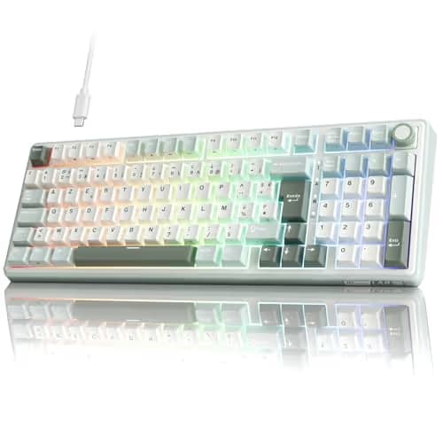 RK ROYAL KLUDGE R98 Pro Creamy Mechanical Keyboard, 96% Wired Gaming Keyboard RGB Backlit with Number Pad and Volume Knob, Gasket Mount, MDA Profile PBT Keycaps, Hot Swappable Pre-lubed Tactile Switch image