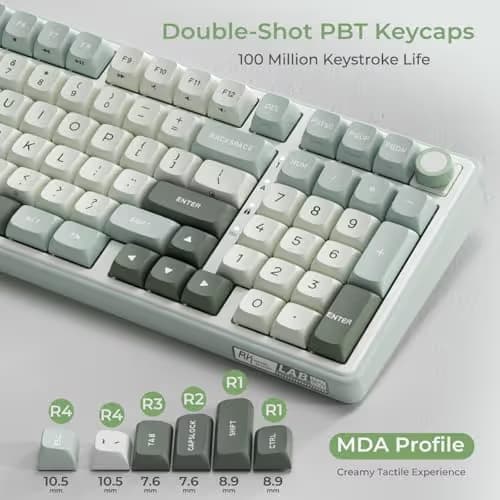 RK ROYAL KLUDGE R98 Pro Creamy Mechanical Keyboard, 96% Wired Gaming Keyboard RGB Backlit with Number Pad and Volume Knob, Gasket Mount, MDA Profile PBT Keycaps, Hot Swappable Pre-lubed Tactile Switch image