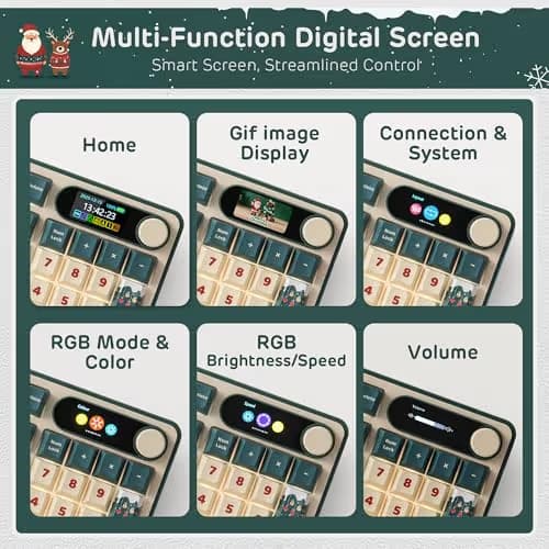 RK ROYAL KLUDGE S98 Mechanical Keyboard w/Smart Display & Knob, Top Mount 96% RGB Wireless Gaming Keyboard BT/2.4G/USB-C, Hot Swappable, Software Support, Creamy Sound, 98 Keys Winter Beige image
