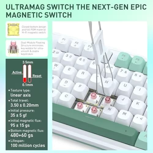 Redragon K745 HE Rapid Trigger Gaming Keyboard, 8K Wired Mechanical Keyboard w/Next-Gen UltraMag 100% POM Silky Magnetic Switch, Dual-Module Floating Patent Structure Design, 5-Layer Noise Dampening image