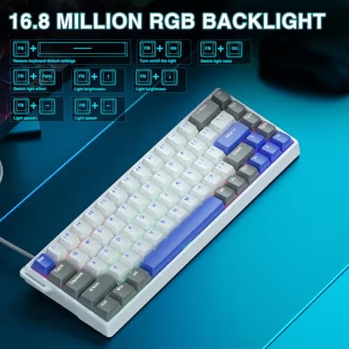AULA WIN68 HE MAX - Hall Effect Gaming Keyboard with Magnetic Switch, Adjustable Actuation Fast Trigger Mode, 8KHz Polling Rate, RGB Backlit Wired Mechanical Gaming Keyboard 60 Percent Compact Design image