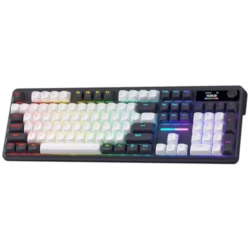 Redragon K762 Wireless Gasket Gaming Keyboard w/Hype Screen & Knob, 104 Keys Mechanical Keyboard, Easy-Control 1.14’’ TFT Info Display, 5-Layer Noise Dampening, Round PBT Keycaps, Mint Mambo Switch main image