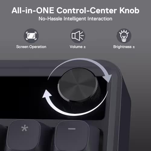 Redragon K762 Wireless Gasket Gaming Keyboard w/Hype Screen & Knob, 104 Keys Mechanical Keyboard, Easy-Control 1.14’’ TFT Info Display, 5-Layer Noise Dampening, Round PBT Keycaps, Mint Mambo Switch image