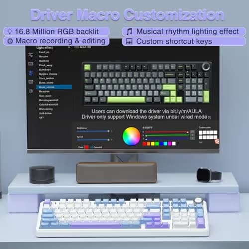AULA F99 Pro Wireless Mechanical Keyboard with Knob,Creamy Sound,Tri-Mode BT5.0/USB-C/2.4GHz Hot Swappable Keyboard,Gasket Structure,RGB Backlit Computer Gaming Keyboards image