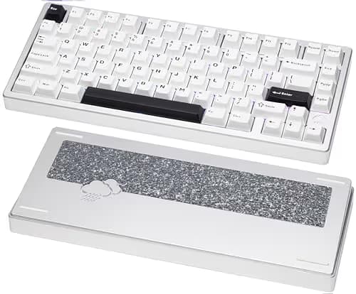 KEEBMONKEY WOBKEY Rainy 75 CNC Aluminum HMX/JWK/Cocoa Switches Triple-Mode Connectivity Mechanical Keyboard with Superior Acoustics, RGB/FR4/Silver SUS304/7000mAh/Cocoa Switch (Pro - Silver) main image