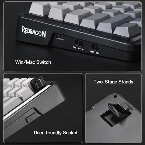 Redragon K686 PRO 98 Keys Wireless Gasket RGB Gaming Keyboard, 3-Mode PBT Mechanical Keyboard w/Hot-Swap South-Facing RGB Socket, Dedicated Knob Control & 5-Layer Noise Dampening, Gradient PBT Keycaps image