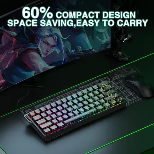 Aula WIN60 HE - 60% Mechanical Gaming Keyboard Wired, Hall Effect Magnetic Switch Hot Swappable, Adjustable Actuation RT Mode, 8000 Hz Polling Rate, RGB Keyboard 60 Percent Compact Design for PC image