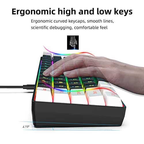 Snpurdiri 60% Wired Gaming Keyboard, Small RGB Backlit Membrane Gaming Keyboard, Ultra-Compact Mini Waterproof Keyboard for PC Computer Gamer White and Black image