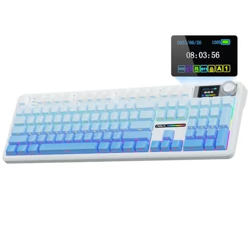 AULA F108 PRO - Wireless Mechanical Keyboard with Screen&Knob,Hot Swappable Gaming Keyboard with 8000mAh Battery,Pre-lubed Switches,RGB Backlit,PBT Keycaps Creamy Sounding Computer Keyboards,104 Keys main image