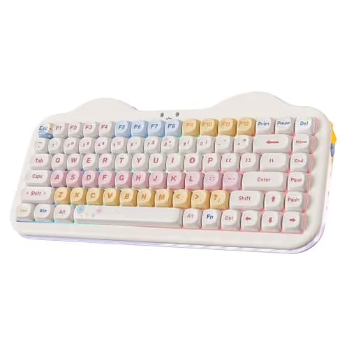 YUNZII C75 Wireless Mechanical Keyboard,75% Layout, Hot-Swappable NKRO,BT5.0/2.4G/USB-C Mode,Dye-Sub PBT MOA Keycaps,RGB Gasket Mount,Cute Cake Design for Mac/Win/Gaming (Beige, Candy Switch) main image