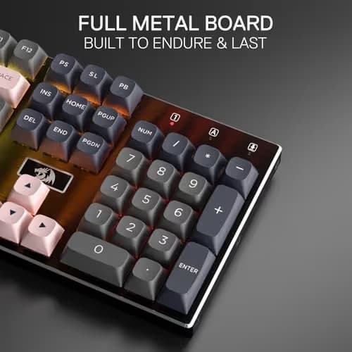 Redragon K556 SE Wired Gaming Keyboard, 104 Keys Hot-Swap Mechanical Keyboard w/Original Aluminum Base, Upgraded Socket, Noise Dampening Kit, PBT Keycaps & Custom Linear Switch, Dawn Sakura Color image