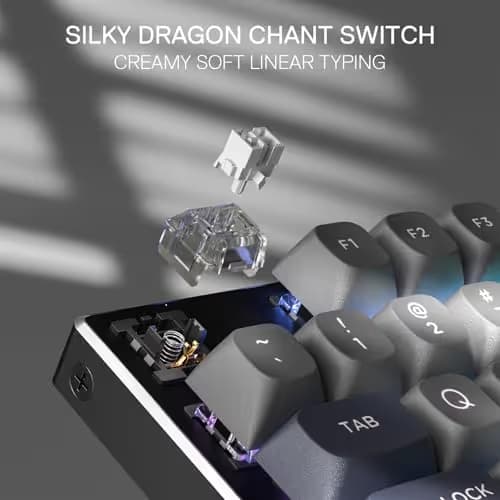 Redragon K556 SE Wired Gaming Keyboard, 104 Keys Hot-Swap Mechanical Keyboard w/Original Aluminum Base, Upgraded Socket, Noise Dampening Kit, PBT Keycaps & Custom Linear Switch, Dawn Sakura Color image