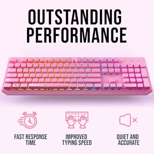 KLIM Chroma Pink Wireless Keyboard – RGB Backlit, Rechargeable Battery, Wireless Keyboard with Water-Resistant Durable Design, Compatible with PC, Mac, PS4, PS5 image