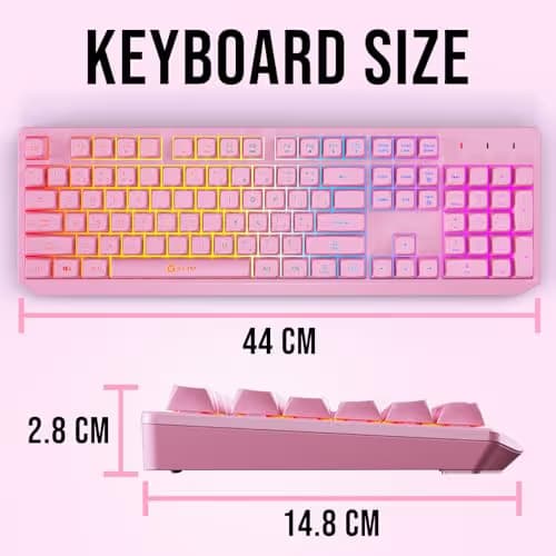 KLIM Chroma Pink Wireless Keyboard – RGB Backlit, Rechargeable Battery, Wireless Keyboard with Water-Resistant Durable Design, Compatible with PC, Mac, PS4, PS5 image