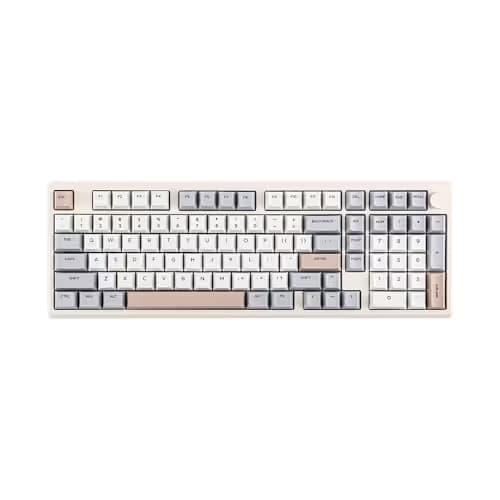EPOMAKER Galaxy100 QMK/VIA Wireless Gaming Keyboard, Aluminum Shell, BT/2.4Ghz/USB-C, Pre-Lubed Hot-Swappable Linear Switches, NKRO, RGB Backlit (Creamy White, Marble White Switch) image
