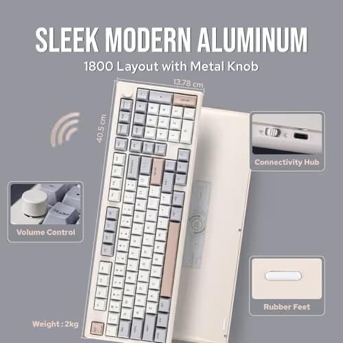EPOMAKER Galaxy100 QMK/VIA Wireless Gaming Keyboard, Aluminum Shell, BT/2.4Ghz/USB-C, Pre-Lubed Hot-Swappable Linear Switches, NKRO, RGB Backlit (Creamy White, Marble White Switch) image