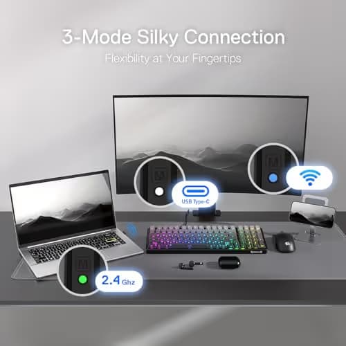 Redragon K744 GB PRO 99 Keys Wireless Gasket RGB Gaming Keyboard, 3-Mode Mechanical Keyboard w/Hot-Swap Socket, Gradient PBT Keycaps & 5-Layer Noise Dampening, Custom Linear Switch image