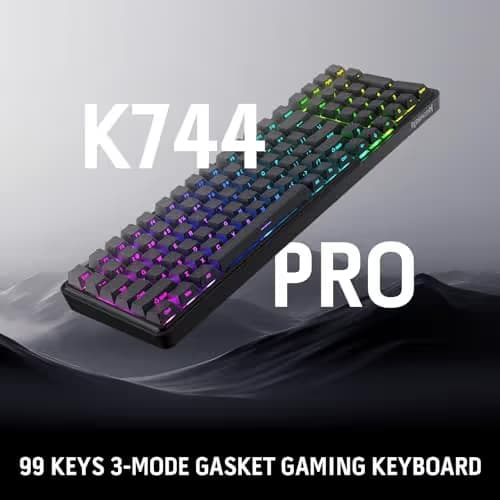 Redragon K744 GB PRO 99 Keys Wireless Gasket RGB Gaming Keyboard, 3-Mode Mechanical Keyboard w/Hot-Swap Socket, Gradient PBT Keycaps & 5-Layer Noise Dampening, Custom Linear Switch image