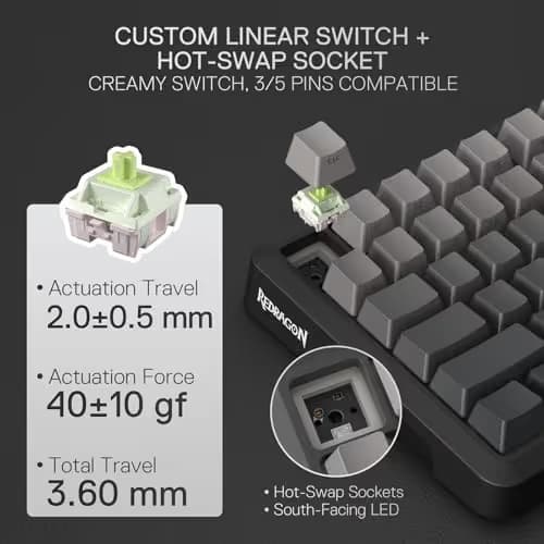 Redragon K724 PRO Wireless Gasket Gaming Keyboard w/Hype 1.14’’ TFT Screen & Knob, 81-Key 75% Mechanical Keyboard, 5-Layer Noise Dampening, Hot-Swap South-Facing RGB Socket, Gradient PBT Keycaps image