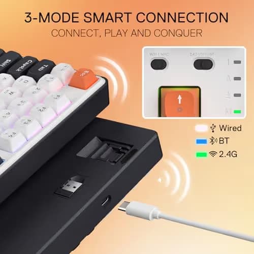 Redragon K689 PRO Wireless Gasket RGB Gaming Keyboard, 108 Keys Mechanical Keyboard w/Extra 4 Hotkeys, Upgraded Hot-swappable Socket, 3-Layer Noise Dampening, Round PBT Keycaps, Custom Linear Switch image