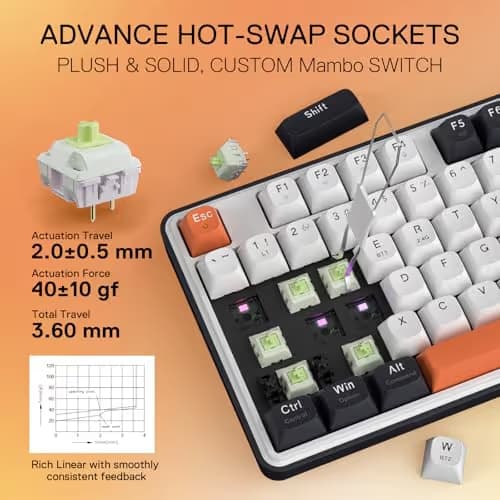 Redragon K689 PRO Wireless Gasket RGB Gaming Keyboard, 108 Keys Mechanical Keyboard w/Extra 4 Hotkeys, Upgraded Hot-swappable Socket, 3-Layer Noise Dampening, Round PBT Keycaps, Custom Linear Switch image