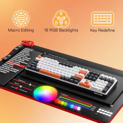 Redragon K689 PRO Wireless Gasket RGB Gaming Keyboard, 108 Keys Mechanical Keyboard w/Extra 4 Hotkeys, Upgraded Hot-swappable Socket, 3-Layer Noise Dampening, Round PBT Keycaps, Custom Linear Switch image