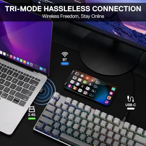 Redragon K556 PRO 104 Keys Wireless RGB Gaming Keyboard, Tri-Mode Aluminum Mechanical Keyboard w/Noise Dampening Layers, Hot-Swap South-Facing RGB Socket, Gradient PBT Keycaps & Custom Linear Switch image