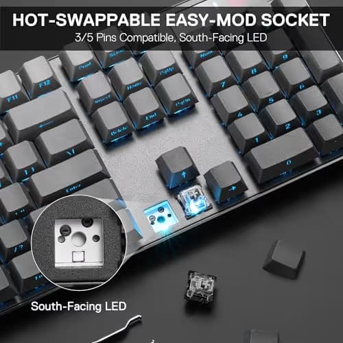 Redragon K556 PRO 104 Keys Wireless RGB Gaming Keyboard, Tri-Mode Aluminum Mechanical Keyboard w/Noise Dampening Layers, Hot-Swap South-Facing RGB Socket, Gradient PBT Keycaps & Custom Linear Switch image