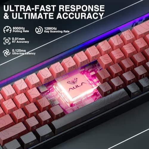 AULA Hero 68 HE 60% Gaming Keyboard Wired, Hall Effect Magnetic Switch Keyboard with 8K Hz Polling Rate, Side Printed PBT Keycaps, RGB Light Box, Customizable Web Software for PC/Mac Gamers image