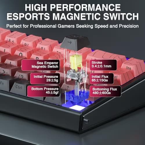AULA Hero 68 HE 60% Gaming Keyboard Wired, Hall Effect Magnetic Switch Keyboard with 8K Hz Polling Rate, Side Printed PBT Keycaps, RGB Light Box, Customizable Web Software for PC/Mac Gamers image