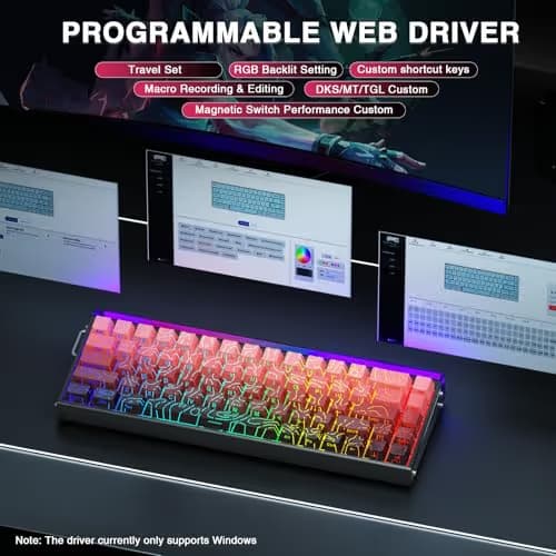 AULA Hero 68 HE 60% Gaming Keyboard Wired, Hall Effect Magnetic Switch Keyboard with 8K Hz Polling Rate, Side Printed PBT Keycaps, RGB Light Box, Customizable Web Software for PC/Mac Gamers image