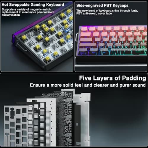 AULA Hero 68 HE 60% Gaming Keyboard Wired, Hall Effect Magnetic Switch Keyboard with 8K Hz Polling Rate, Side Printed PBT Keycaps, RGB Light Box, Customizable Web Software for PC/Mac Gamers image
