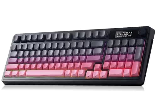 AULA S99 Pro Keyboard, Wireless Keyboards with Media Knob Custom RGB Backlit, 3-Modes BT/2.4G/USB-C Membrane Gaming Creamy Keyboard for Windows/MAC/PC Gamer - Black Pink main image